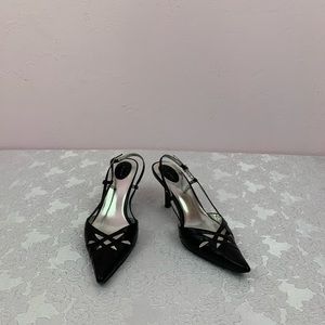 Nina Barbie - YL Black Kitten Heel Slingbacks
